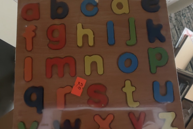Wooden Puzzle - alphabet + shape  medium Size - Square Shape